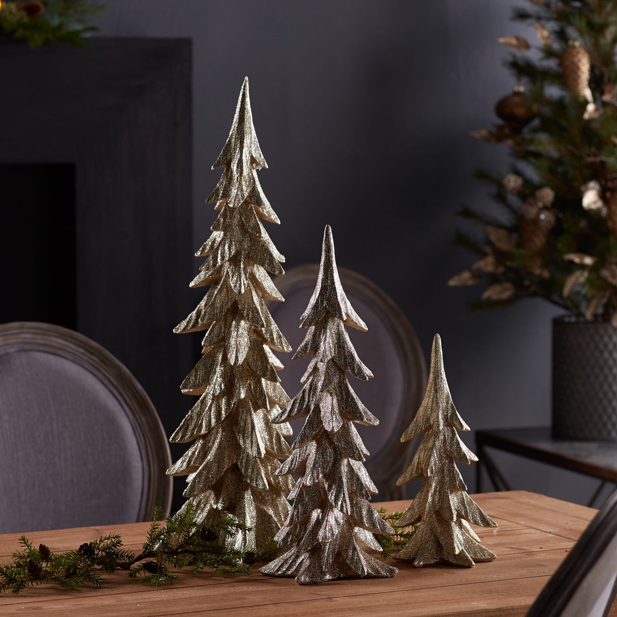 Gold Shimmer Tabletop Holiday Tree (Set of 3) — manufacturer image 2