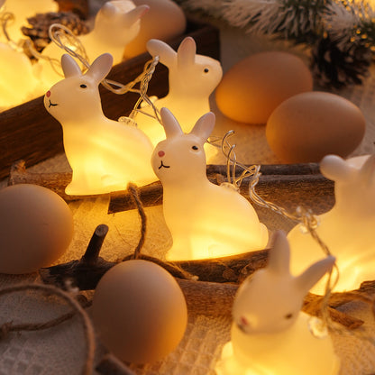 White Easter Bunny LED Light String – (Battery or USB Powered)