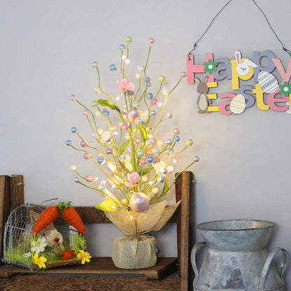 Decorative Easter arrangement 17.7" LED lighted Easter tree centerpiece