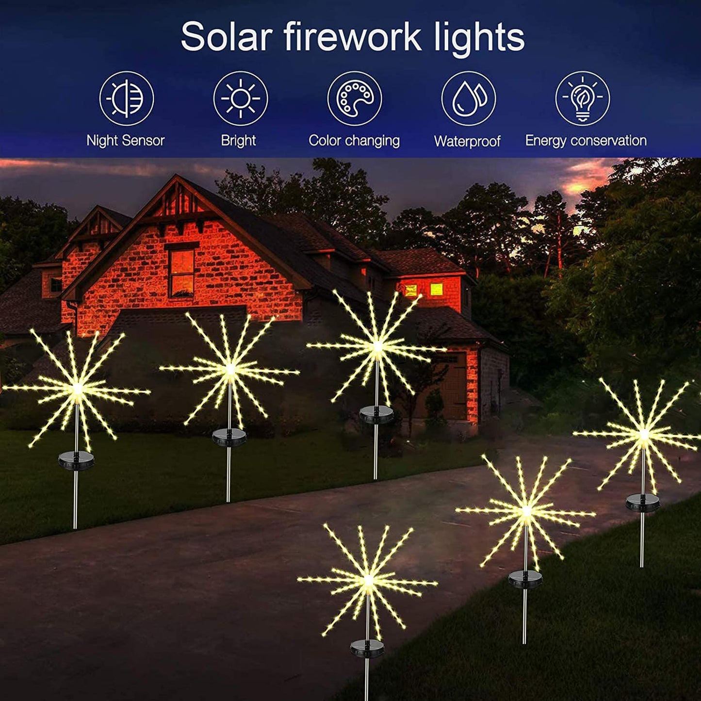 Solar Starburst Firework Path Light with Remote - White or Multicolor