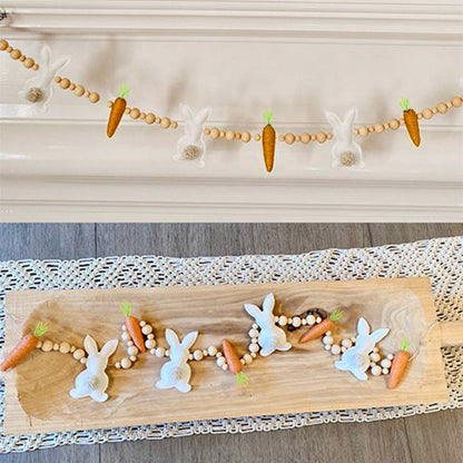 Decorative garland with bunnies, carrots, and beads Easter decoration.