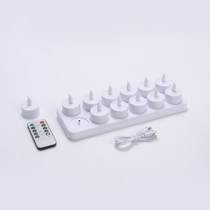 Set of 12 Led Rechargeable Candle Lights with Remote