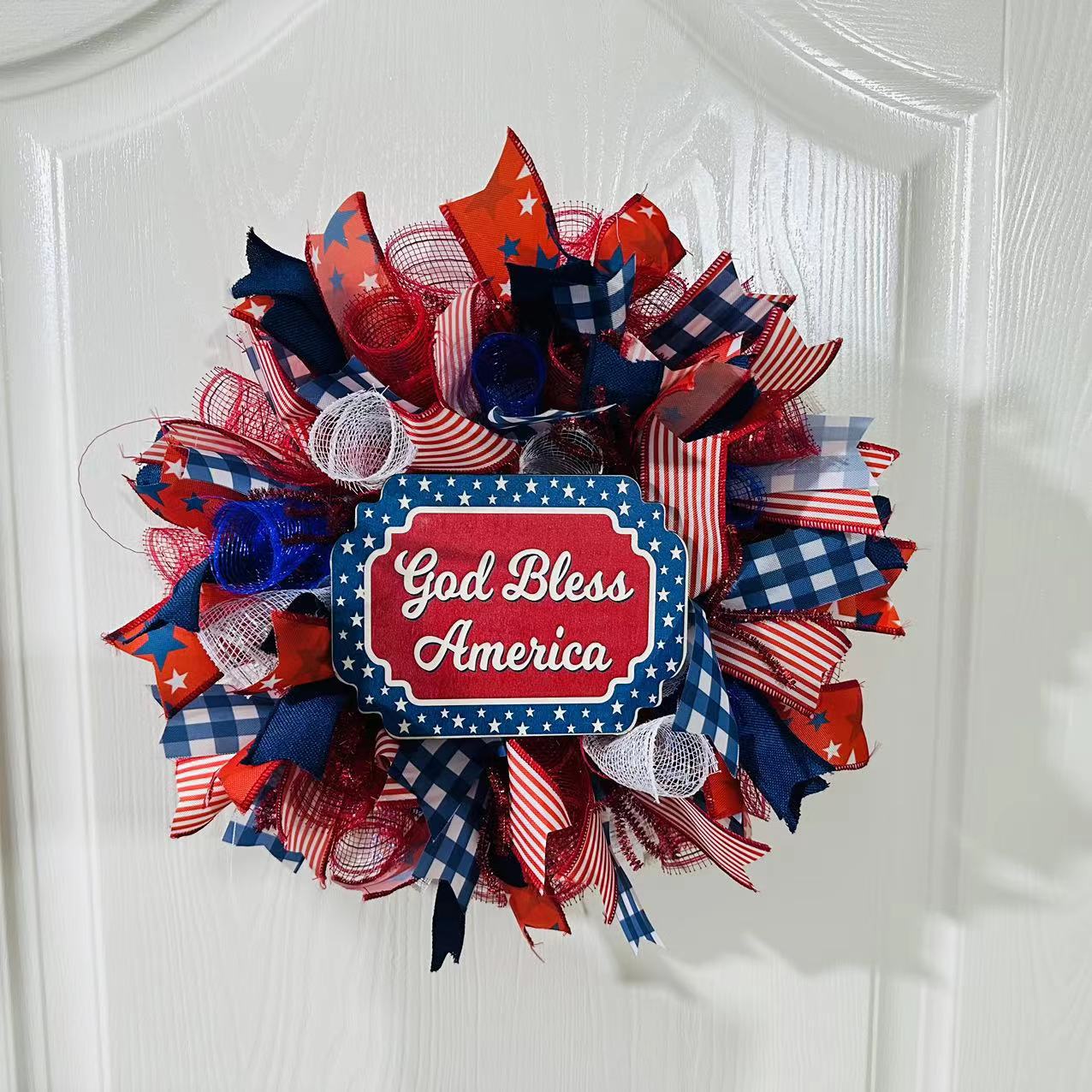 16 inch “God Bless America” Patriotic Ribbon Wreath
