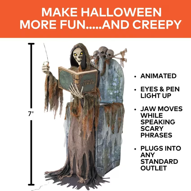 7 Ft Soul Collector Skeleton Animated Prop