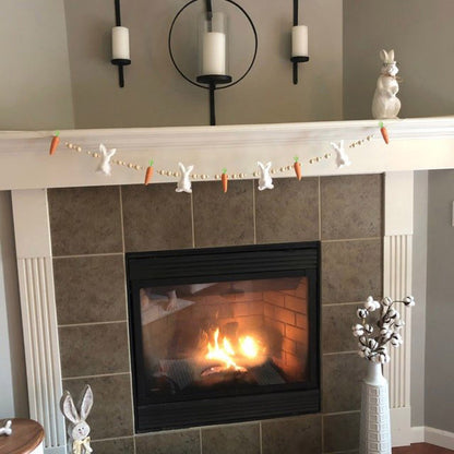 24 in Bunnies & Carrot Wood Bead Easter Garland