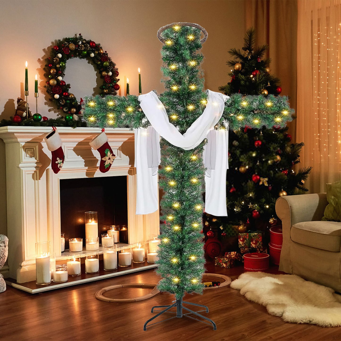 Pre-Lit Easter or Christmas Cross Tree