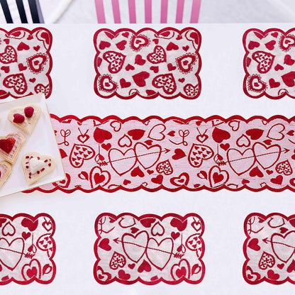 13 x 72" Valentines Day Heart Lace Table Runner