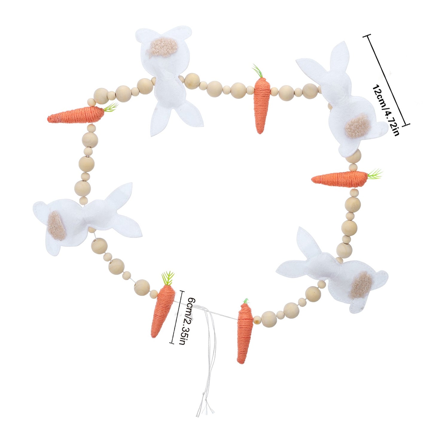 24 in Bunnies & Carrot Wood Bead Easter Garland