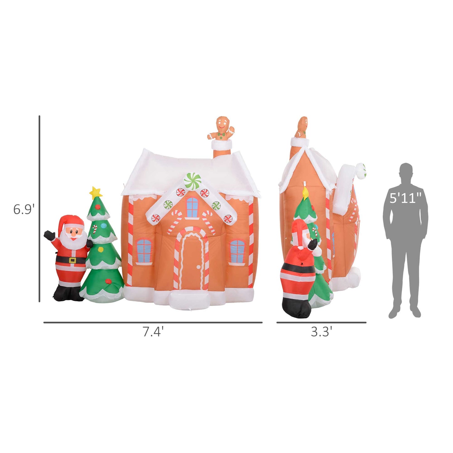 7 Ft Giant Inflatable Gingerbread House