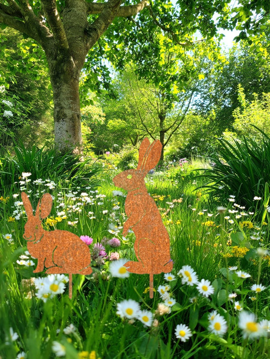 Metal Easter Sitting Bunny Yard Stake - Holiday Spirit Shop