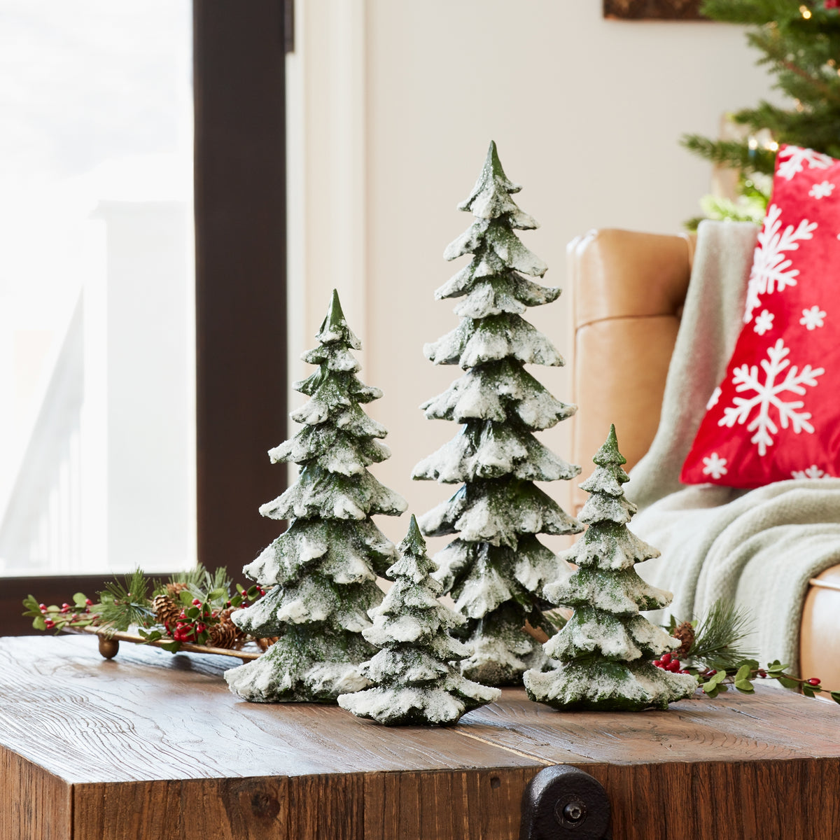 Green Snow-Covered Christmas Trees – Set of 4 – manufacturer photo 3