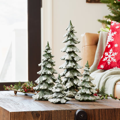 Green Snow-Covered Christmas Trees – Set of 4 – manufacturer photo 3
