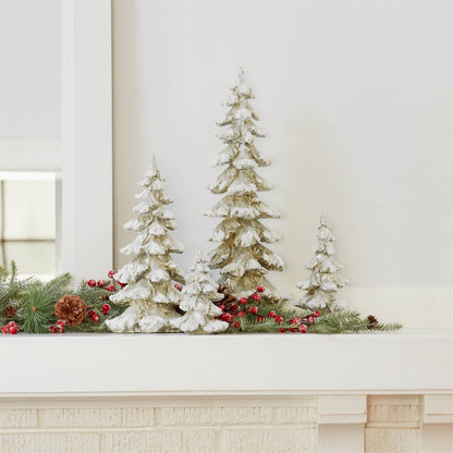 Gold Snow-Covered Christmas Trees – Set of 4 – manufacturer photo 2