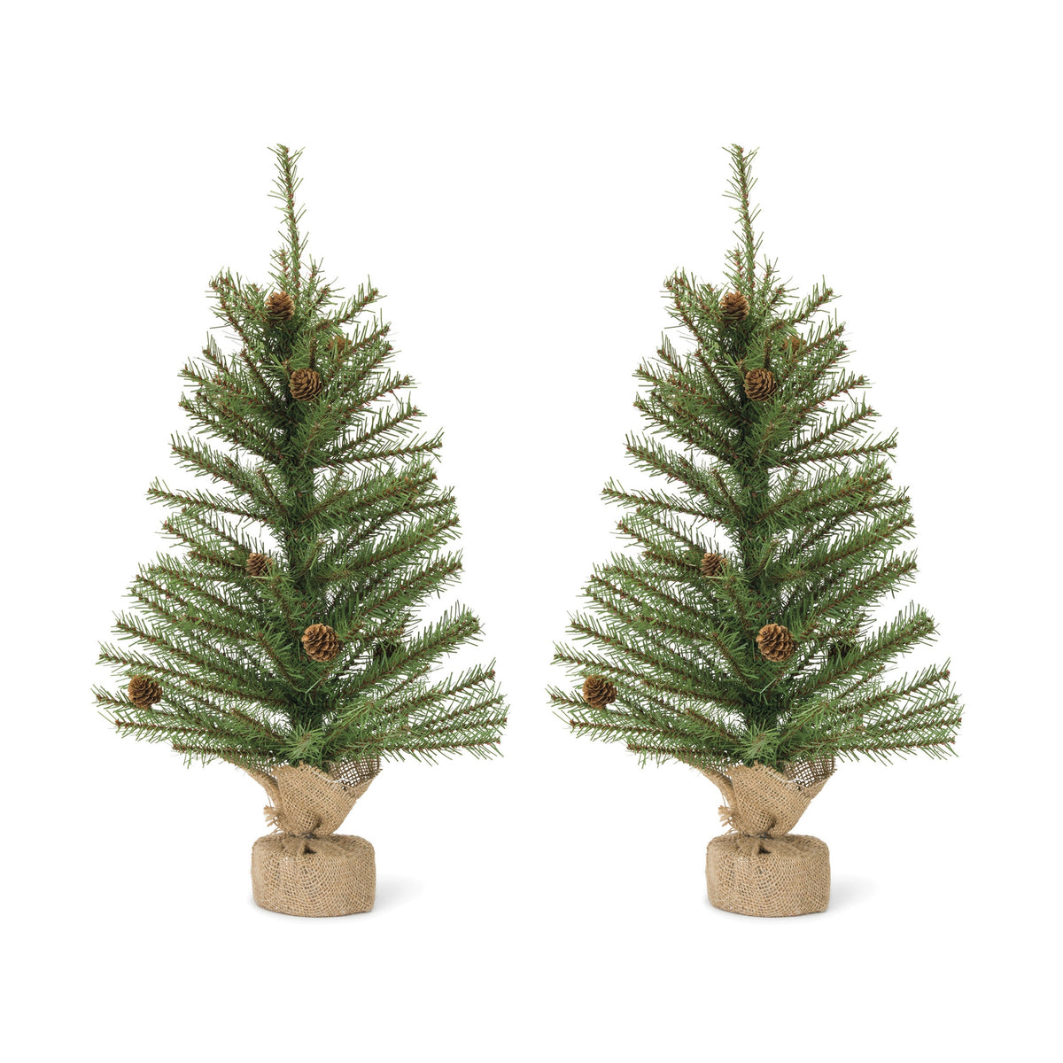 Mini Pine Tree with Burlap Bag Base and Pinecone Accents (Set of 2) — Melrose International product photo