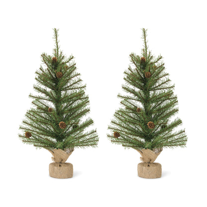 Mini Pine Tree with Burlap Bag Base and Pinecone Accents (Set of 2) — Melrose International product photo