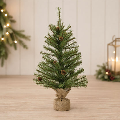 Mini Pine Tree with Burlap Bag Base and Pinecone Accents (Set of 2) — manufacturer image 2