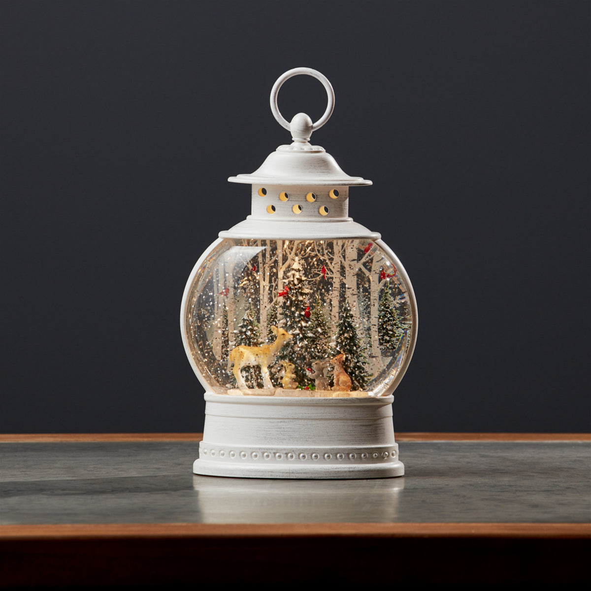 11.5 in Woodland Deer Snow Globe Lantern – manufacturer photo 2