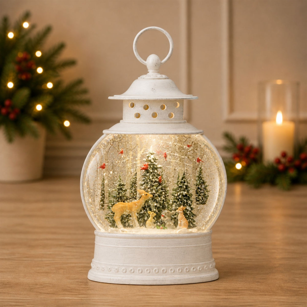 11.5 in Woodland Deer Snow Globe Lantern – manufacturer photo 3