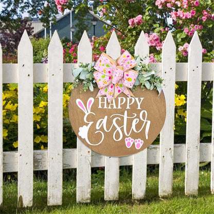 Easter Door Sign with Burlap Ribbon & Eucalyptus