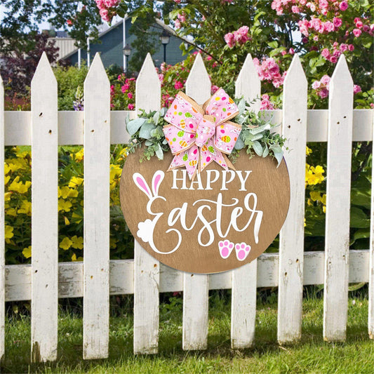 Easter Door Sign with Burlap Ribbon & Eucalyptus - Holiday Spirit Shop