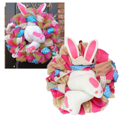Easter Bunny Butt Wreath with Bunny Ears & Colorful Ribbons – 7 Styles