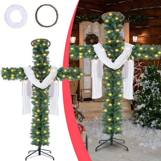 Pre-Lit Easter or Christmas Cross Tree