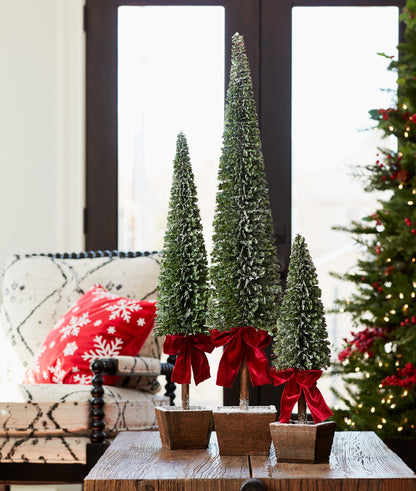 Potted Christmas Trees with Bows – Set of 3, Up to 39 Inches – Melrose manufacturer photo 2
