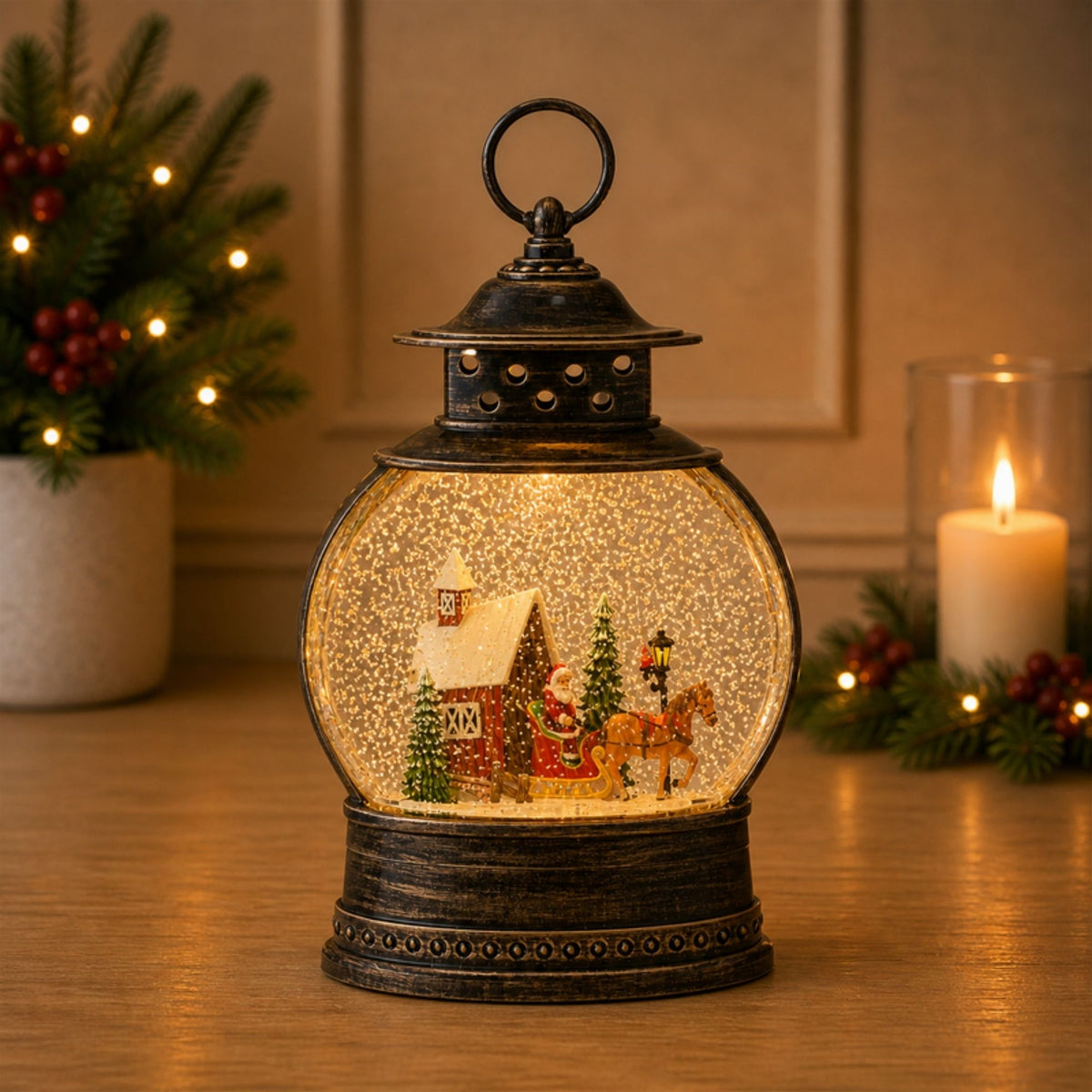 11.5 in Covered Bridge & Sleigh Snow Globe – manufacturer photo 3