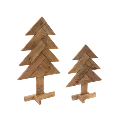 Rustic Wood Pine Tree (Set of 2) — Melrose International product photo