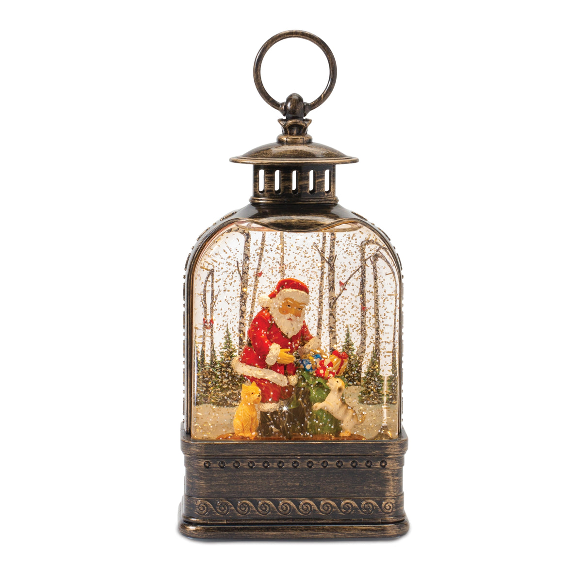 11.25 in Santa & Dog Snow Globe Lantern – manufacturer product photo