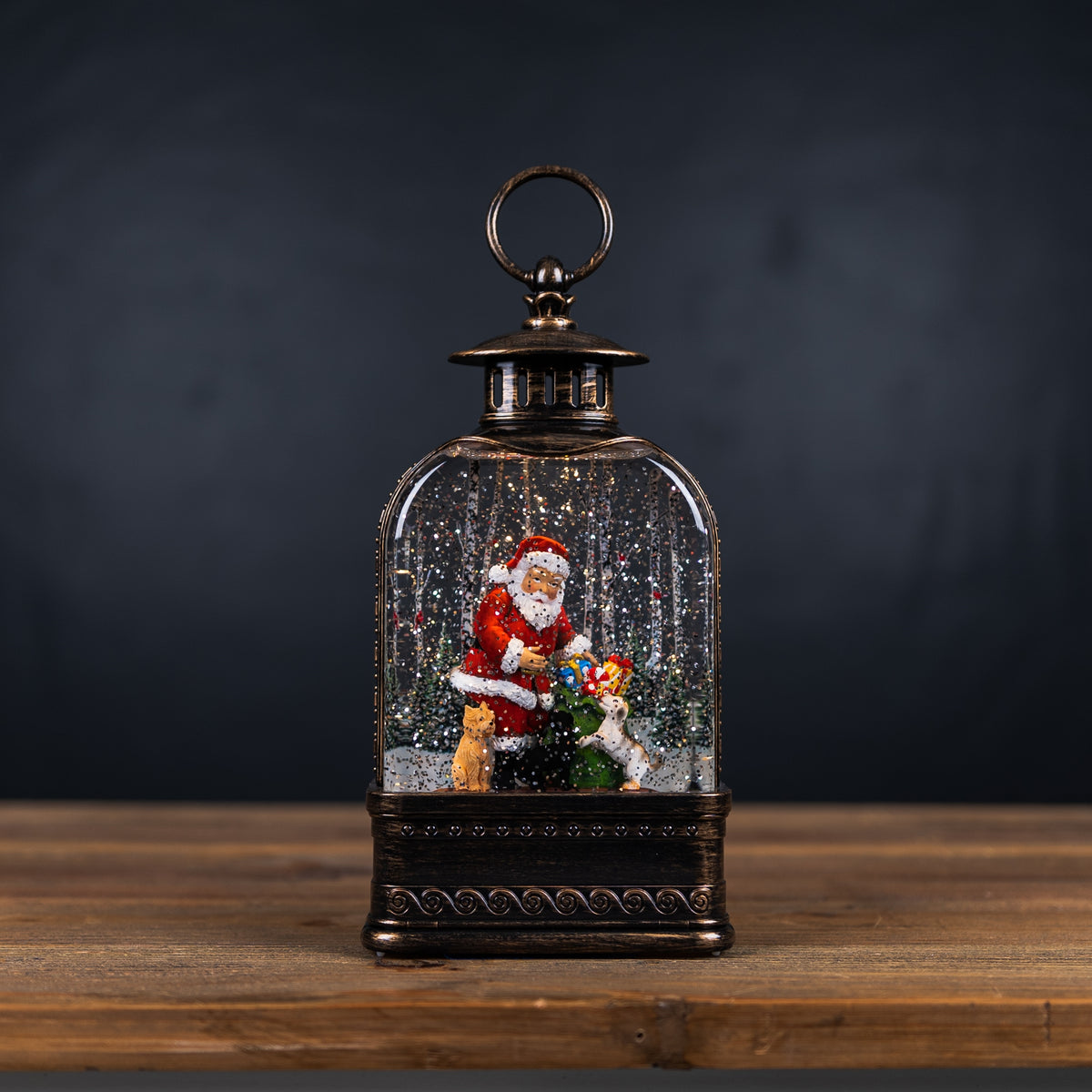 11.25 in Santa & Dog Snow Globe Lantern – manufacturer photo 2