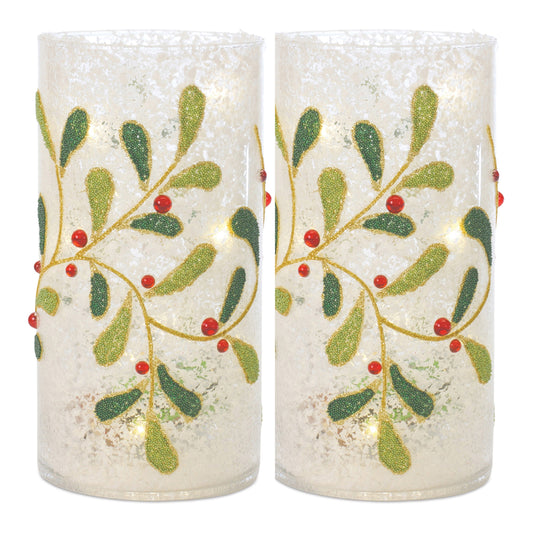 Beaded Glass Mistletoe Candle Holder (Set of 2) – manufacturer image 2