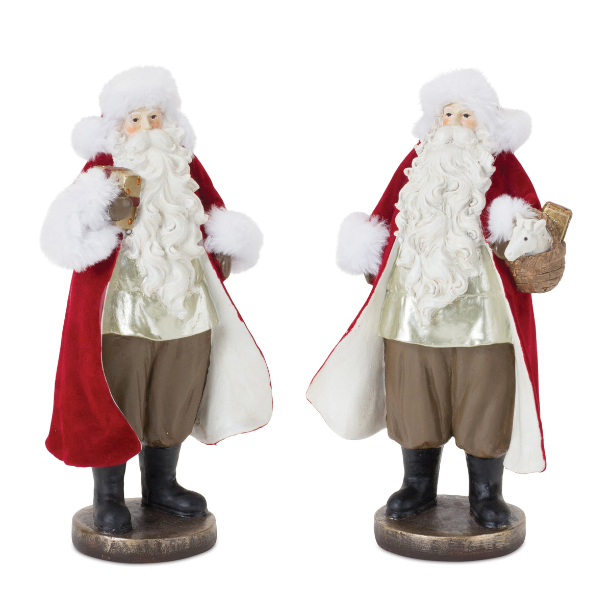 Flocked Santa with Toys, Set of 2 - Melrose International manufacturer product photo