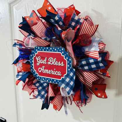 16 inch “God Bless America” Patriotic Ribbon Wreath