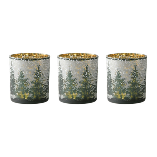 Frosted Pine Mercury Glass Candle Holder (Set of 3) – manufacturer product image