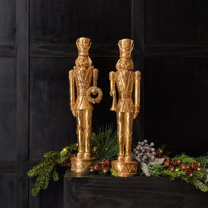 Gold Christmas Nutcracker Statues – Set of 2 – Melrose manufacturer image 2