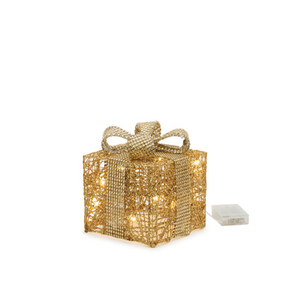 Gold LED Wrapped Christmas Presents – Set of 3 – Melrose manufacturer photo 5