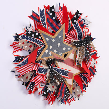 17.7" Patriotic Stars & Stripes Ribbon Wreath