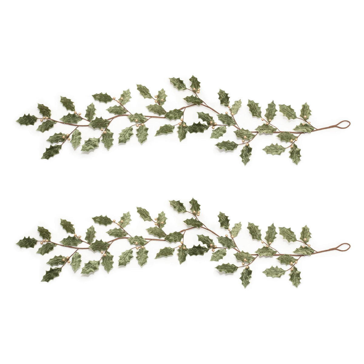 Glittered Holly Leaf Christmas Garland – Set of 2, 5.5 Ft Each — Melrose International product photo 4