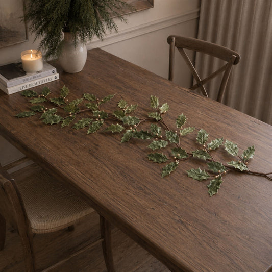 Glittered Holly Leaf Christmas Garland – Set of 2, 5.5 Ft Each — Melrose International product photo 2