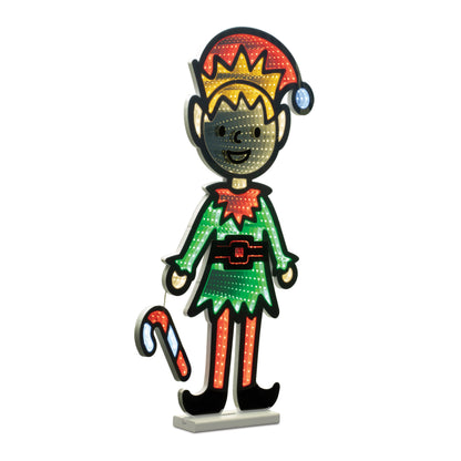 29-Inch Holiday Elf with Candy Cane Lighted Christmas Decoration – Ekkolight – manufacturer product photo