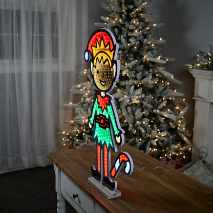 29-Inch Holiday Elf with Candy Cane Lighted Christmas Decoration – Ekkolight – Melrose manufacturer image 3