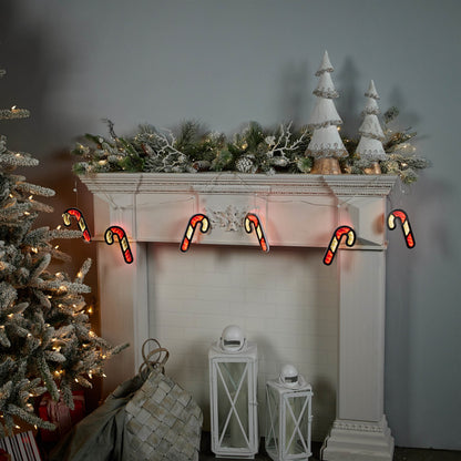 Candy Cane Lighted Christmas Garland – Ekkolight, 68-Inch Lighted Length – Melrose manufacturer image 2