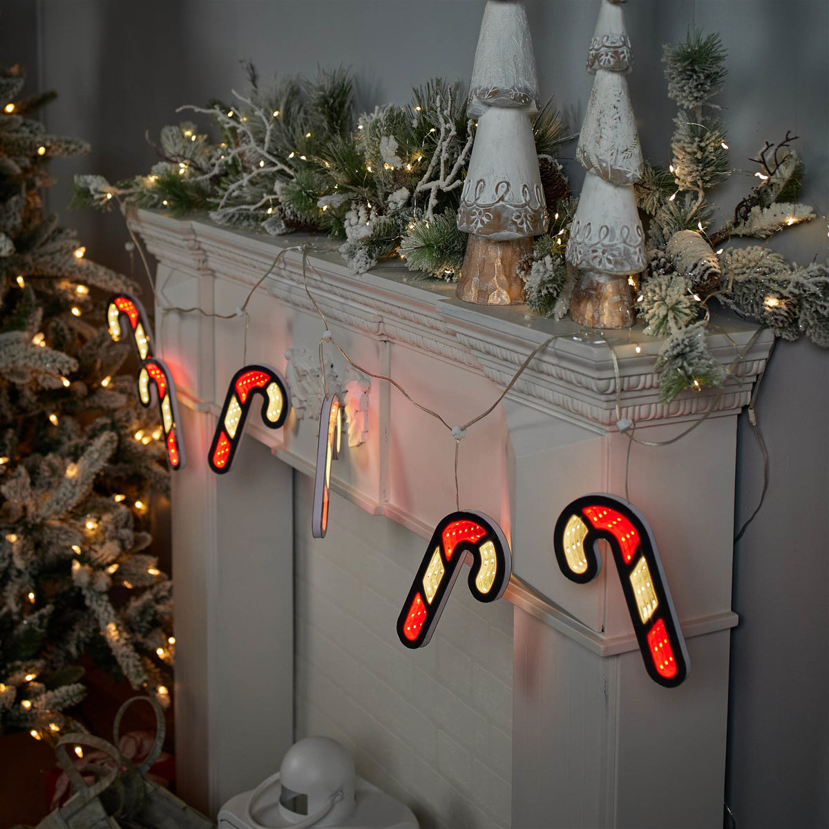 Candy Cane Lighted Christmas Garland – Ekkolight, 68-Inch Lighted Length – Melrose manufacturer image 4