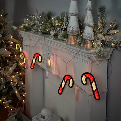 Candy Cane Lighted Christmas Garland – Ekkolight, 68-Inch Lighted Length – Melrose manufacturer image 4
