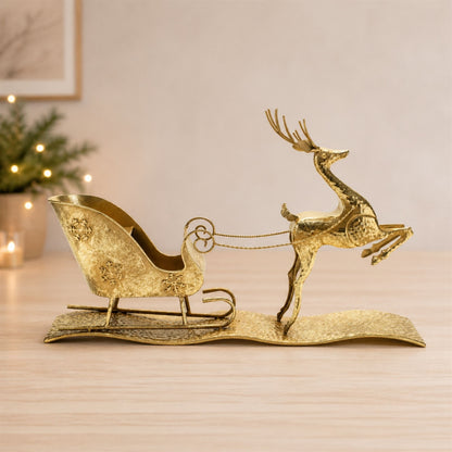 Hammered Metal Deer with Sleigh 25.5"L — manufacturer image 2