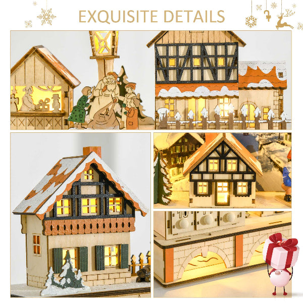 Lighted Wooden Christmas Village Advent Calendar with 24 Drawers – additional product view 6