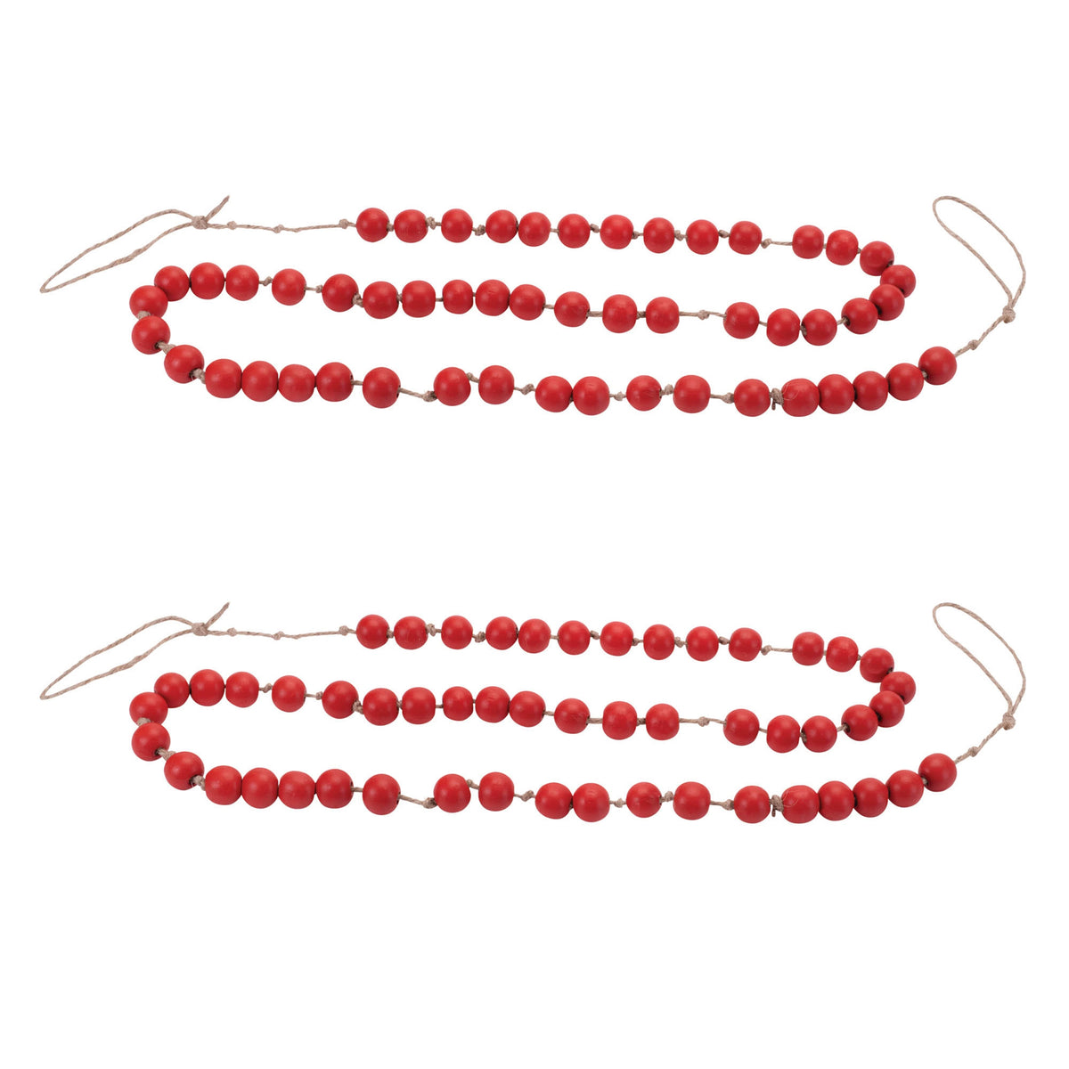Wood Beaded Christmas String Garland – Set of 2 – manufacturer product view 3
