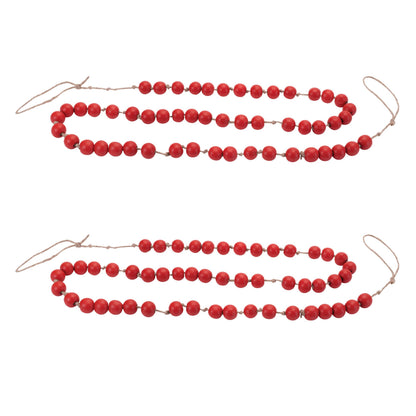 Wood Beaded Christmas String Garland – Set of 2 – manufacturer product view 3