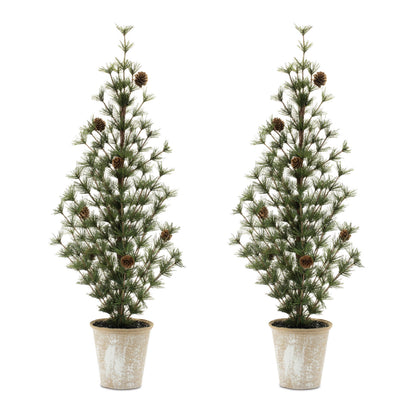 31.5-Inch Potted Mini Pine Christmas Trees – Set of 2 – Melrose manufacturer photo 2